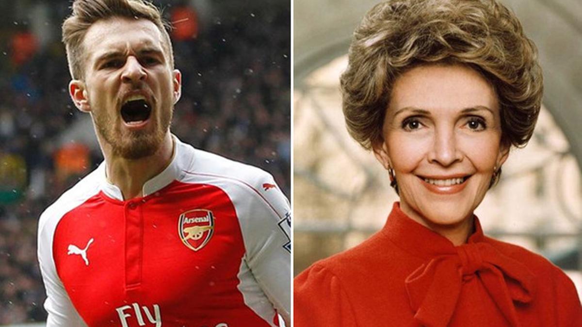 Aaron Ramsey a la izquierda y Nancy Reagan a la derecha.