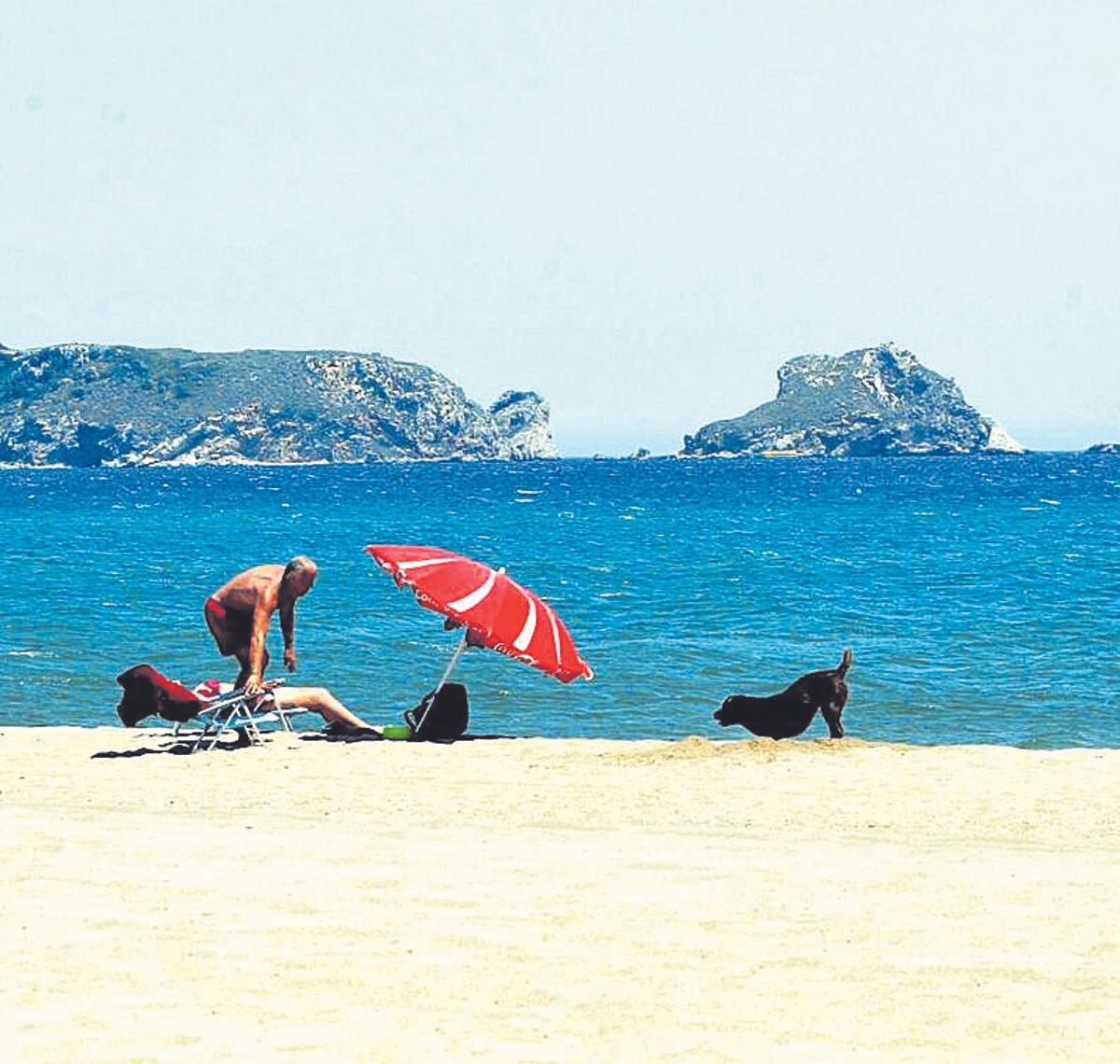 Un hombre y su perro en una playa de la Costa Brava