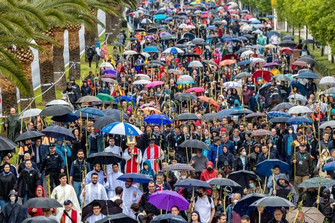Cerca de cien mil peregrinos han acudido hoy a la Santa Faz, un tercio con respecto a 2019