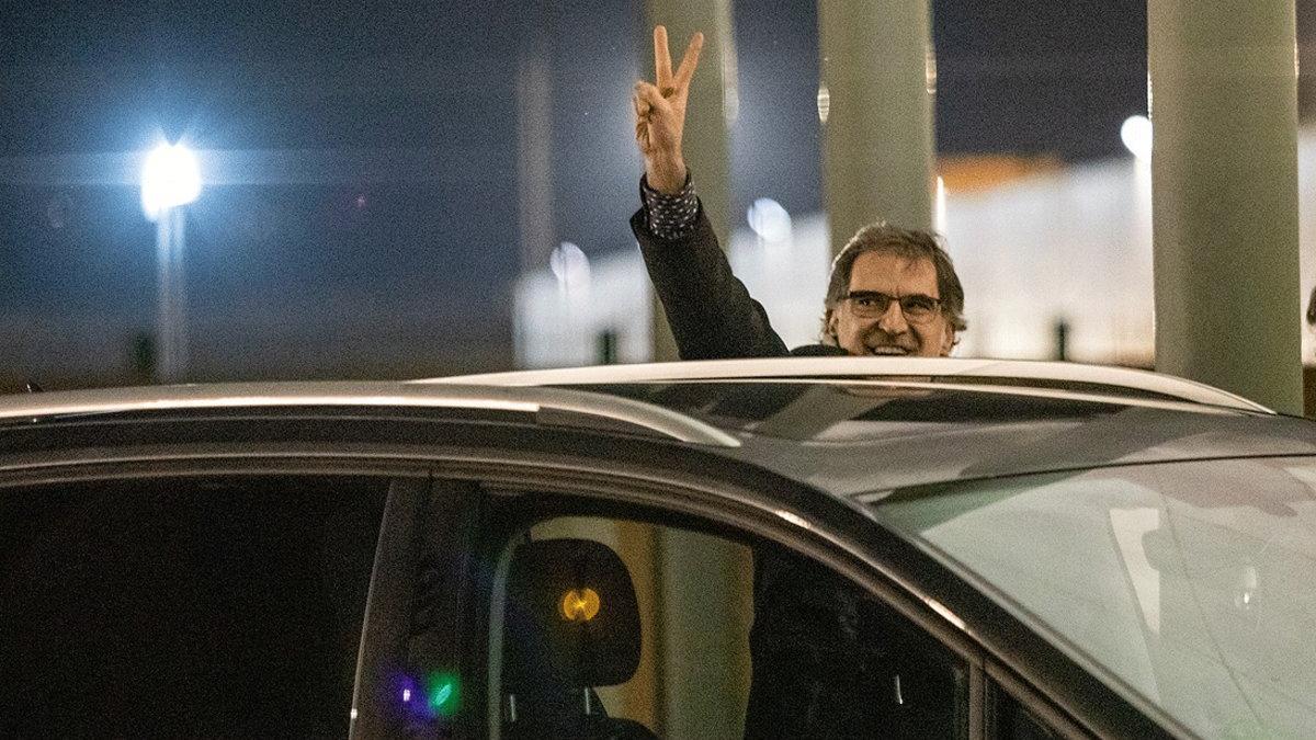 Jordi Cuixart sale de la cárcel de Lledoners para disfrutar de su primer permiso penitenciario, el pasado 16 de enero