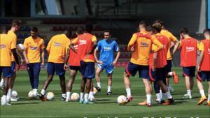 Xavi, en un entrenamiento del Barça en la ciudad deportiva de Sant Joan Despí.