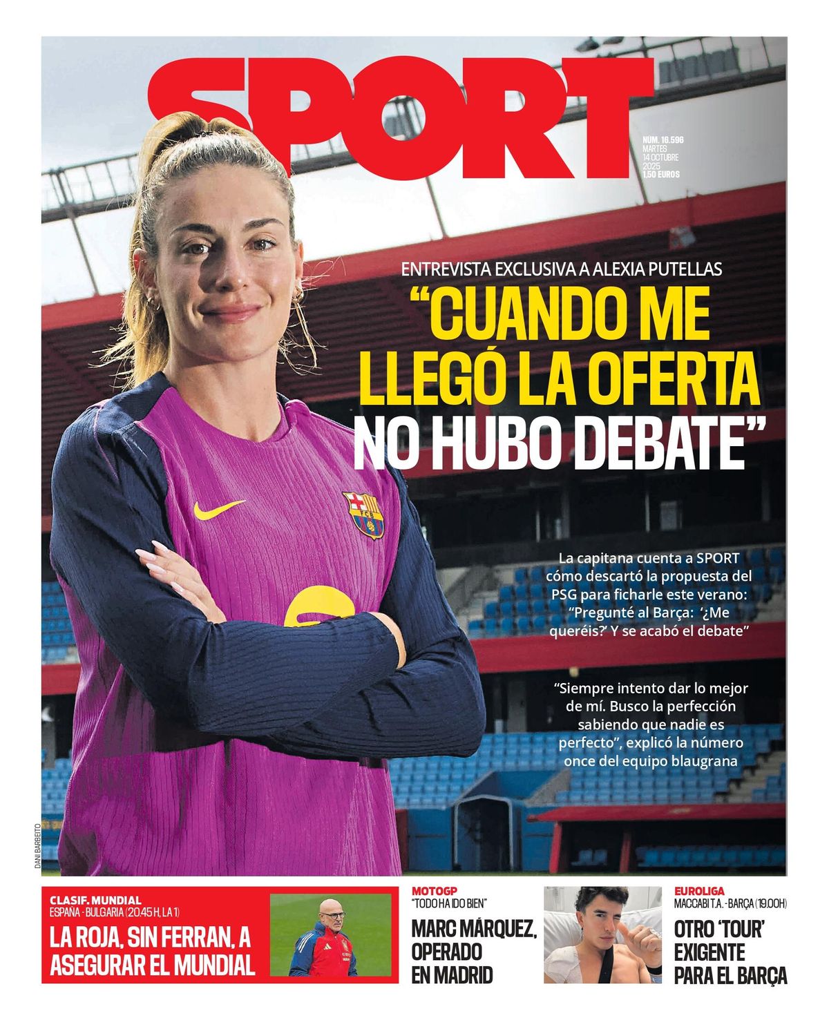 Esta es la portada de SPORT de hoy martes, 14 de octubre de 2025