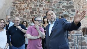 Josep Maria Jové y Oriol Junqueras en la reunión del grupo de ERC en Vacarisses.