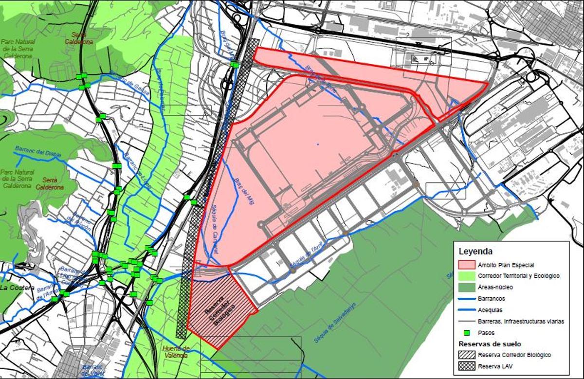 Plano del plan especial de Parc Sagunt II.