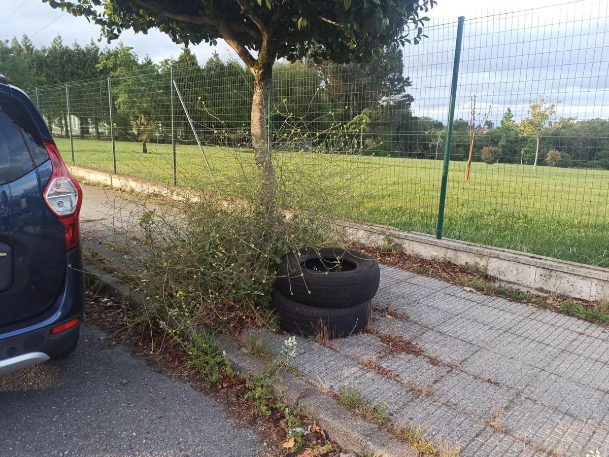 La calle entre el IES García Barros y la residencia es la más afectada de la zona.