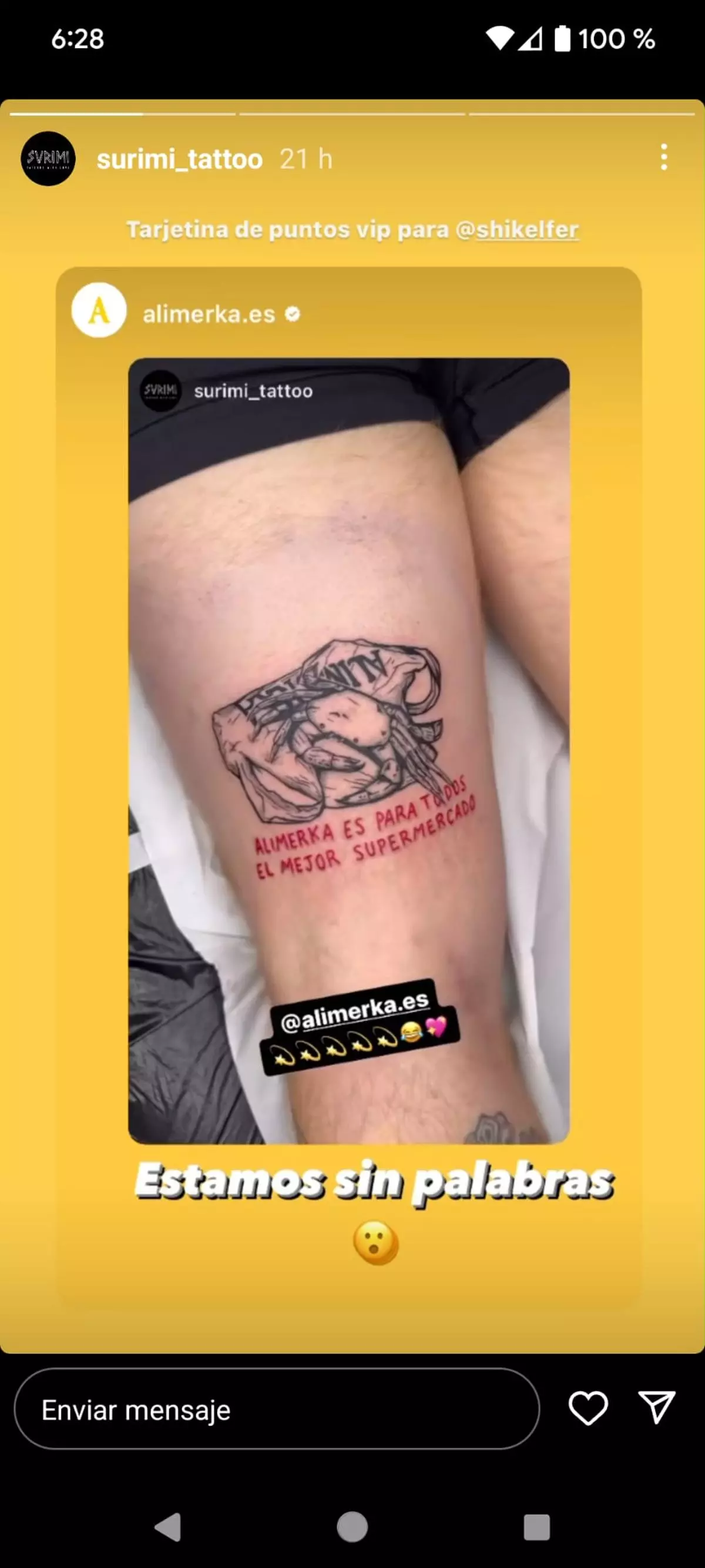 "El mejor supermercado": el curioso tatuaje que se ha hecho una persona sobre una conocida marca asturiana