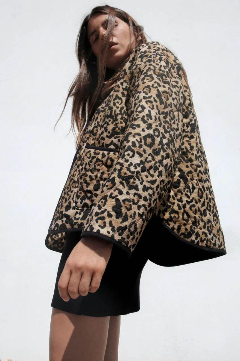 Chaqueta Puffer Zara Animal Print Mujer Leopardo En La Chaqueta