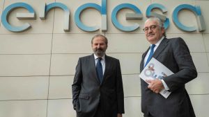El presidente de Endesa, Juan Sánchez Calero, y su consejero delegado, José Bogas.