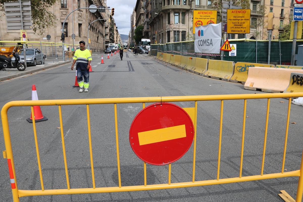 Obras en la Via Laietana de Barcelona