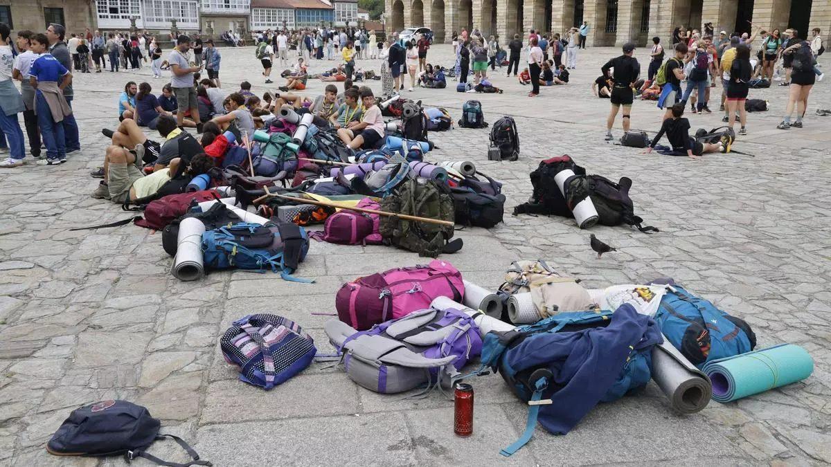 Visitantes en el Obradoiro.