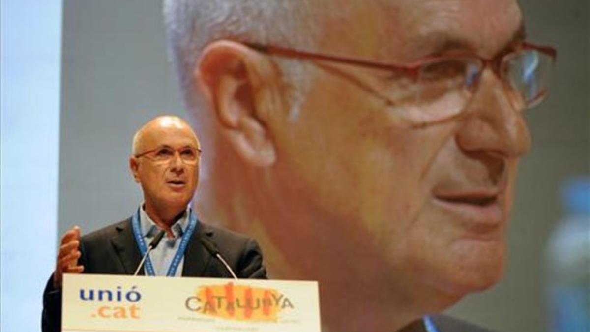 Duran Lleida, durante su discurso final en el congreso de Unió. DIEGO CALDERÓN