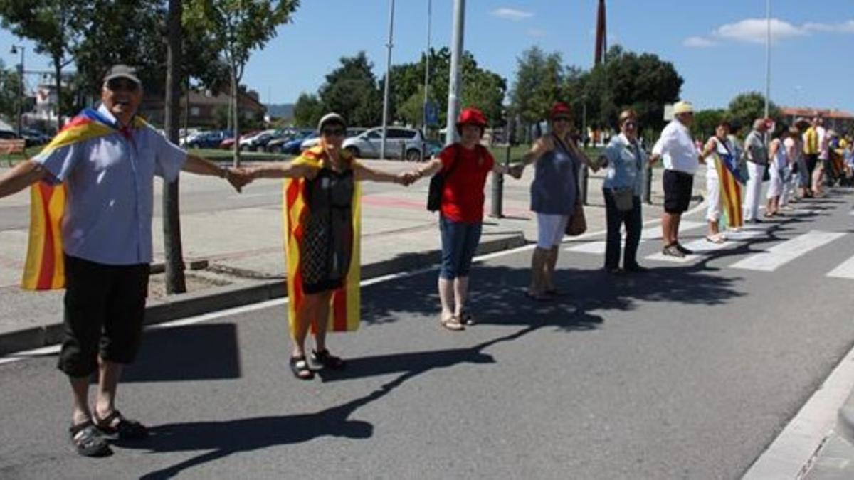 Ensayo de la Via Catalana entre Folgueroles y Vic, el pasado 11 de agosto.