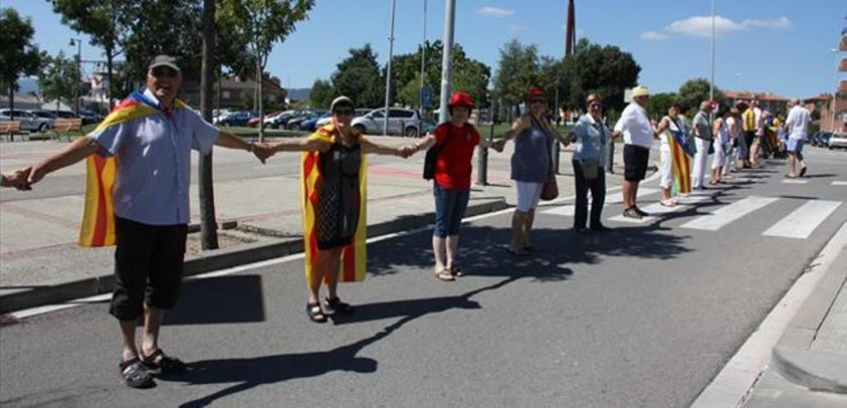 Assaig de la Via Catalana entre Folgueroles i Vic, l’11 d’agost passat.