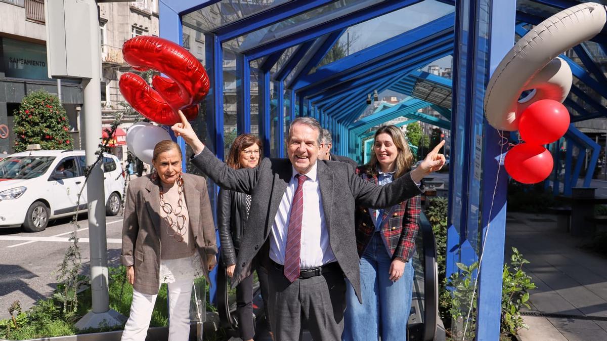 Caballero, Silva, Caride, Pardo y Rodríguez, esta mañana, en las rampas de Gran Vía.