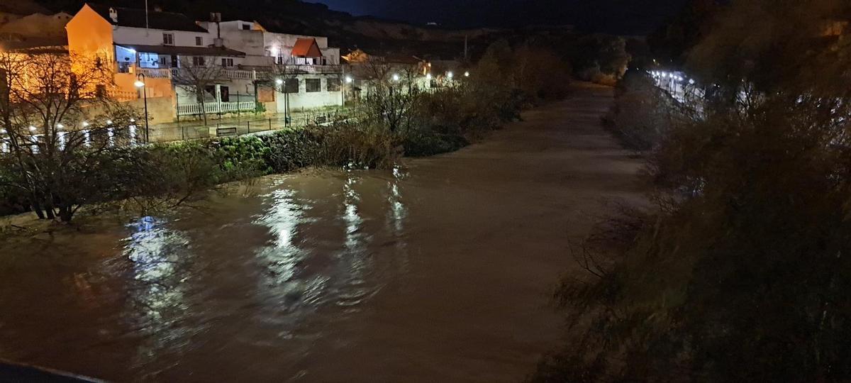 El río, a su paso por la zona de Río de Oro, en Puente Genil, la pasada madrugada.