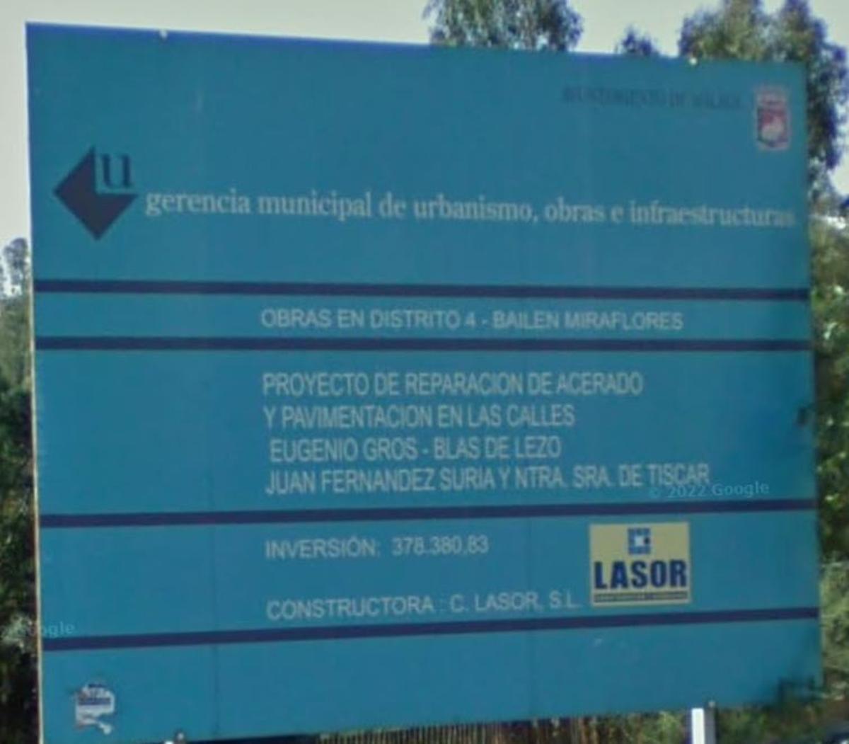 El cartel informativo de calle Galeno, en Carlinda, en 2008, cuando aún era legible.