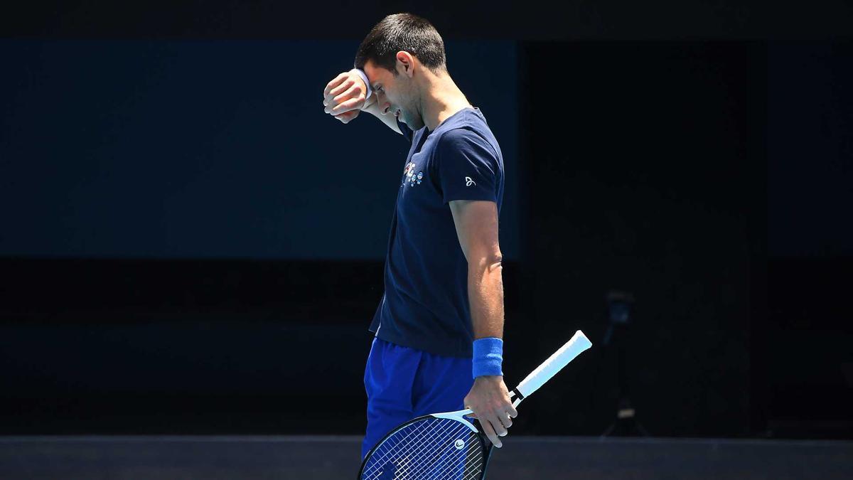 Novak Djokovic, durant un entrenament a Melbourne