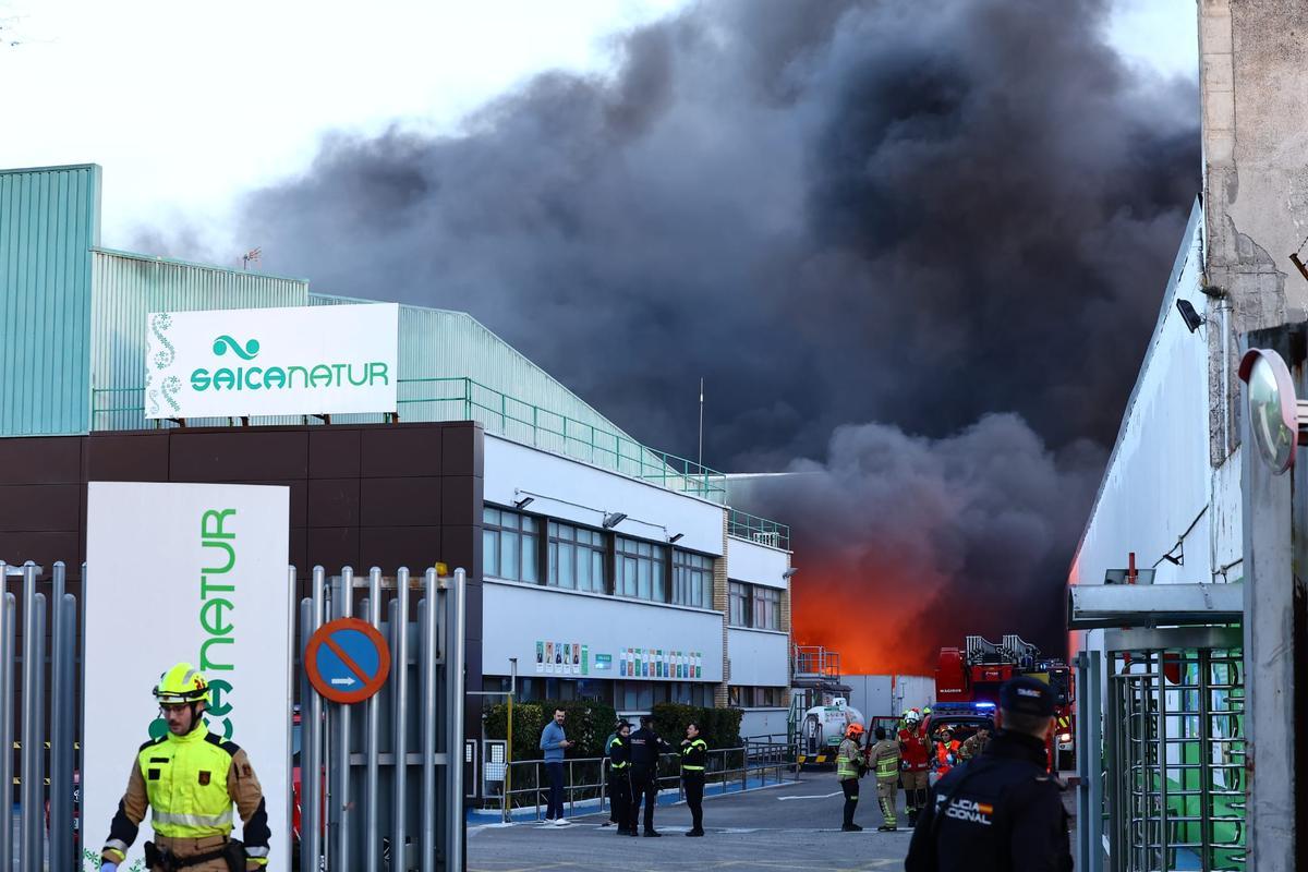 En imágenes I Incendio en la planta de Saica en Zaragoza