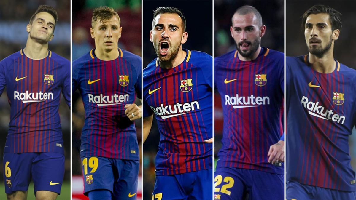 Denis Suárez, Lucas Digne, Paco Alcácer, Aleix Vidal y André Gomes