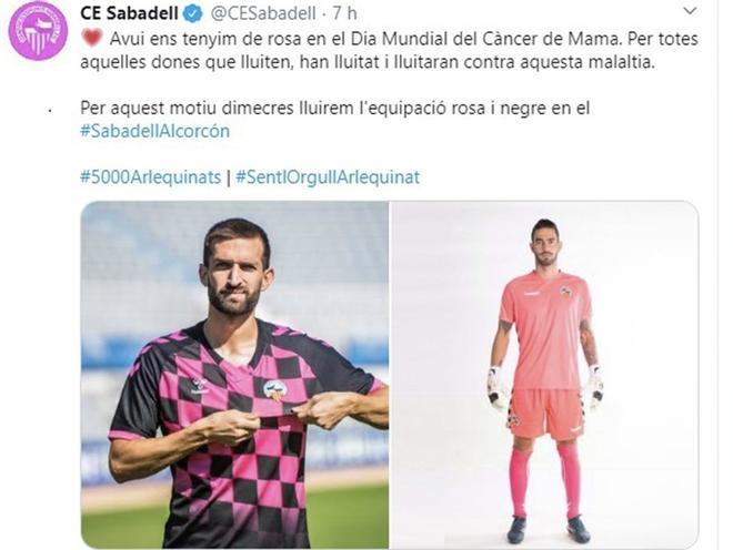 El Sabadell se suma a la campaña  del Dïa Mundial contra el cáncer de mama.