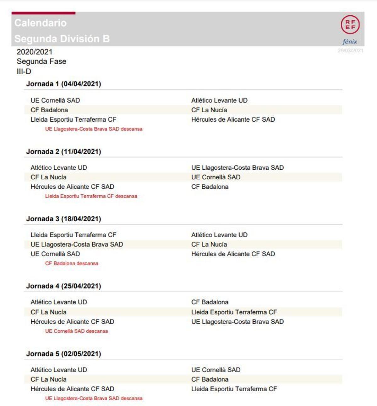 Todos los calendarios de los equipos de la Comunitat Valenciana en Segunda B y Tercera