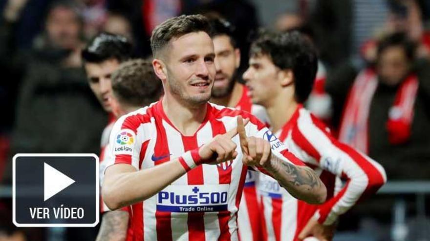 Saúl Ñíguez celebra el segundo gol del Atlético.