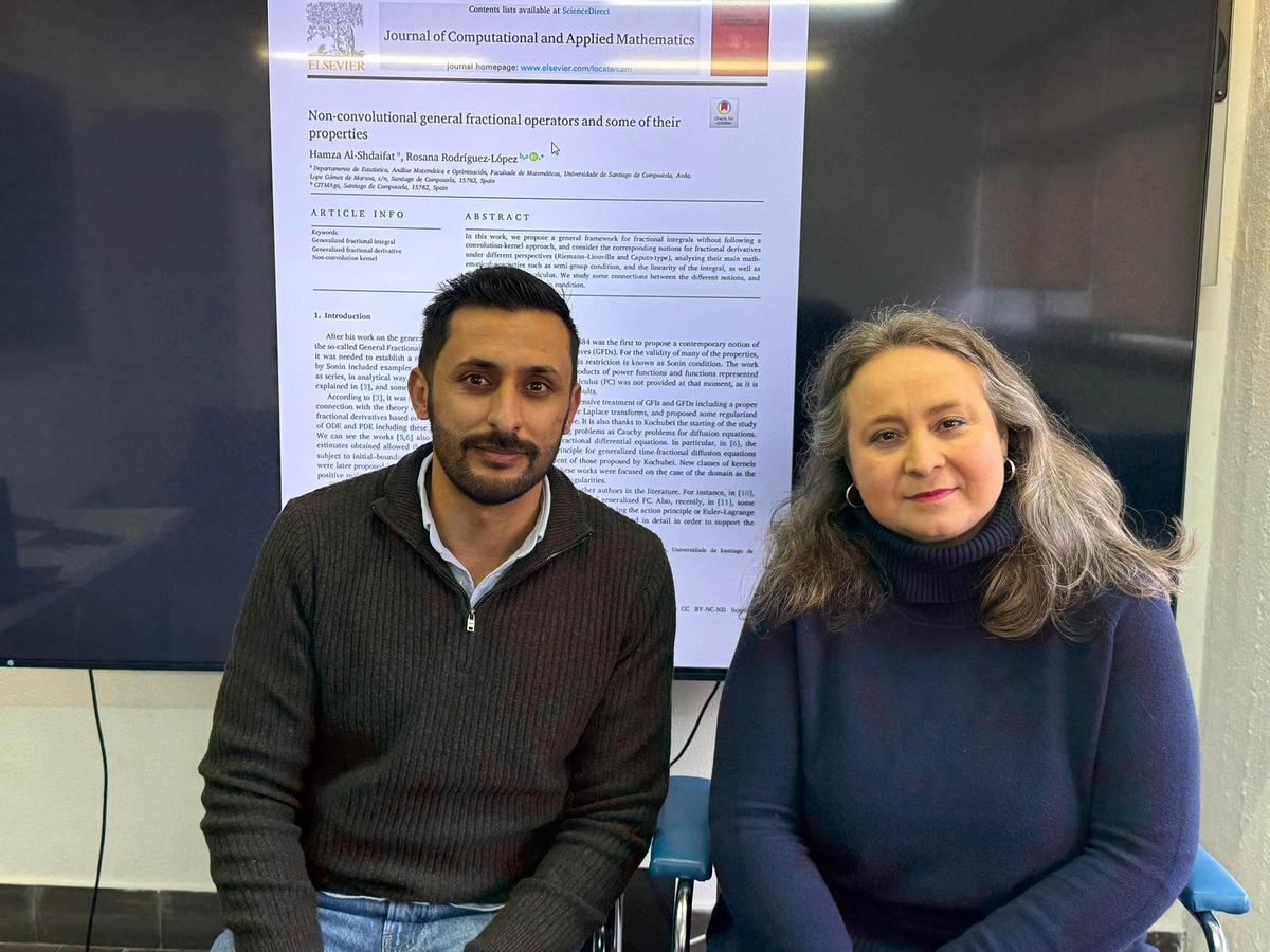 Hamza Al-Shdaifat y Rosana Rodríguez, de Matemáticas de la USC, recibieron un áccesit en ciencias básicas