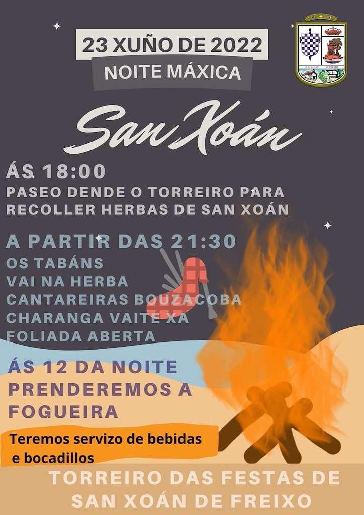 Cartel de la fiesta de San Juan 2022 en O Freixo(Valladares).