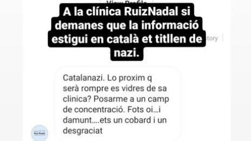 Piden a una clínica privada de Palma que ofrezca información en catalán y responde con insultos