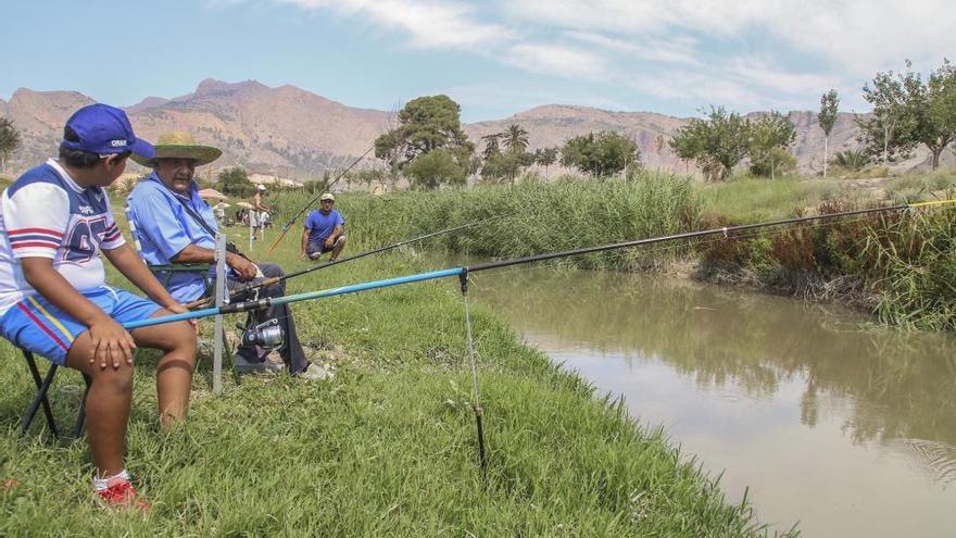 Pesca en el Segura, en una zona del cauce antes de entrar en Orihuela