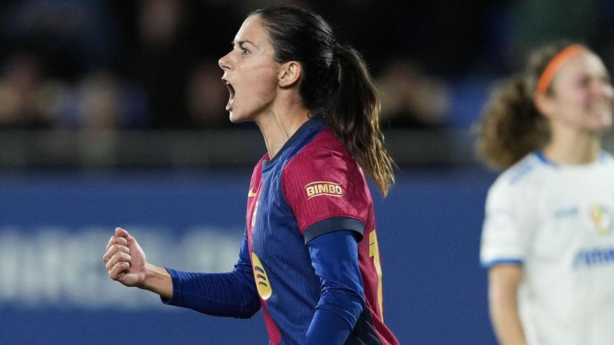 Aitana celebra un gol en la Champions femenina