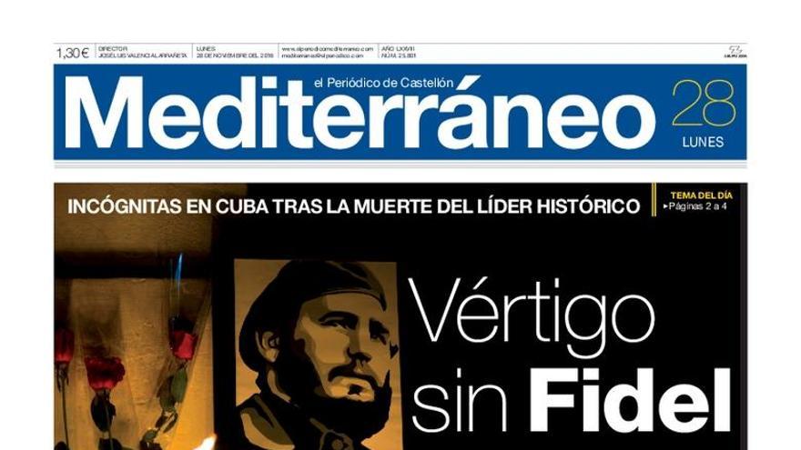 Vértigo sin Fidel, en la portada de Mediterráneo