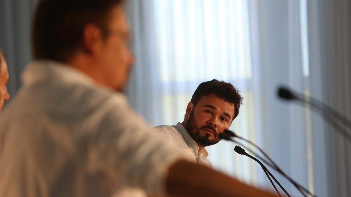 Gabriel Rufián, durante su intervención en el cara a cara con Xavier Domènech