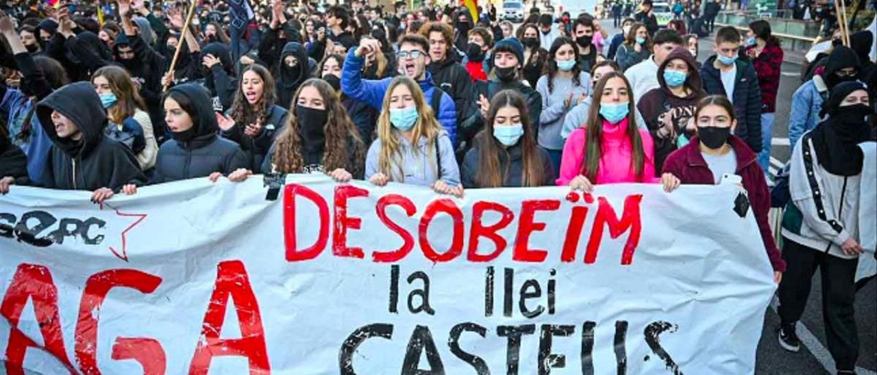 Manifestación de estudiantes universitarios en Barcelona, el pasado diciembre.