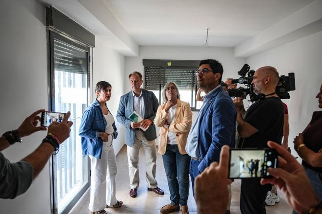 La ministra de vivienda, Isabel Rodríguez, este jueves en Olivenza