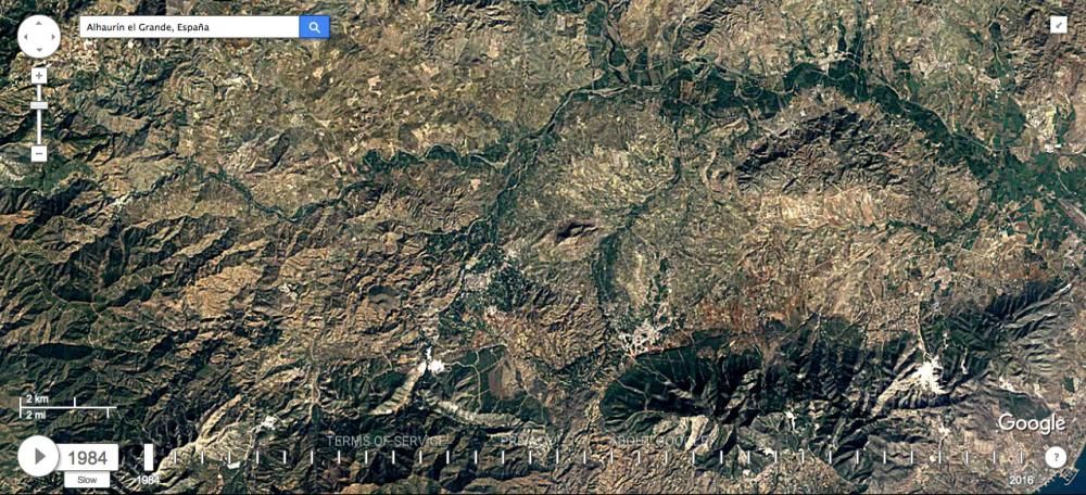 Así ha cambiado la provincia de Málaga desde 1984 a 2016.