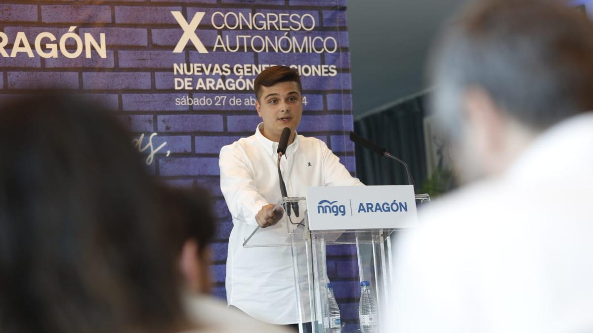 José Mateo, nuevo presidente de las NNGG del PP, durante su primera intervención en el cargo.