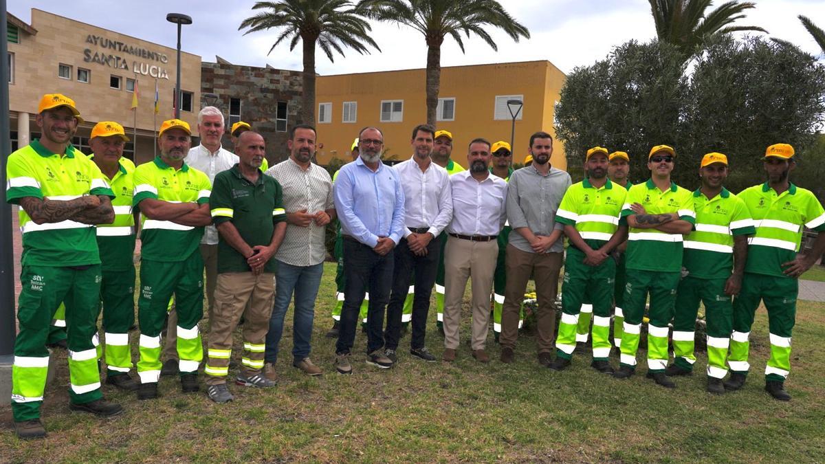 Momento de la presentación del plan de choque en parques, jardines y zonas verdes de Santa Lucía.