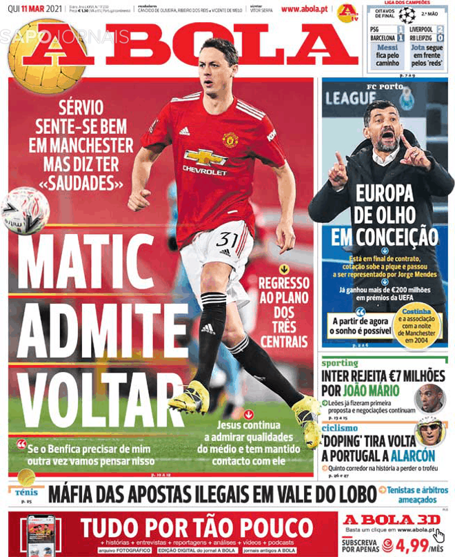 La portada de A Bola del 11/03/21