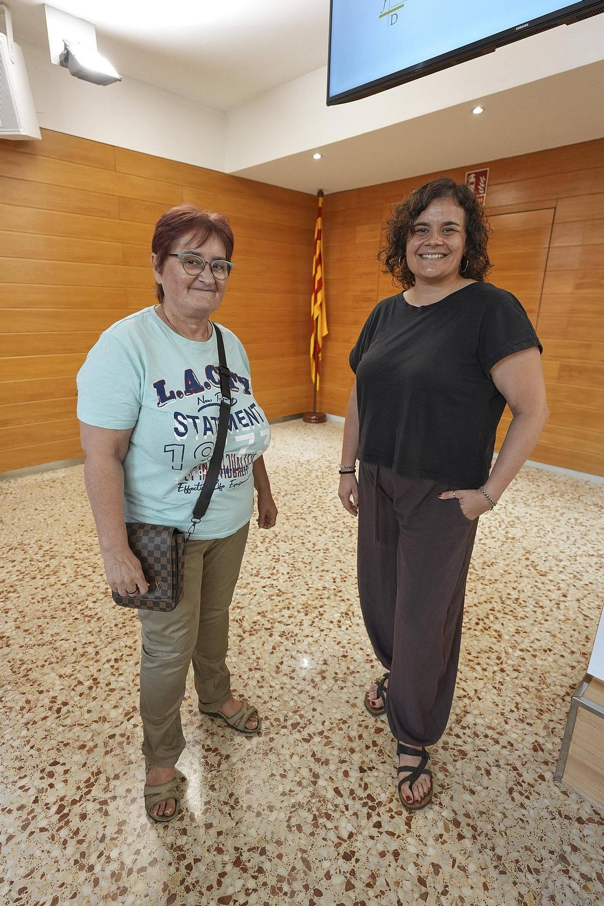 Susana del Olmo i Cristina del Pozo, ahir al matí durant la presentació del balanç del projecte, a l'hospital Santa Caterina de Salt.