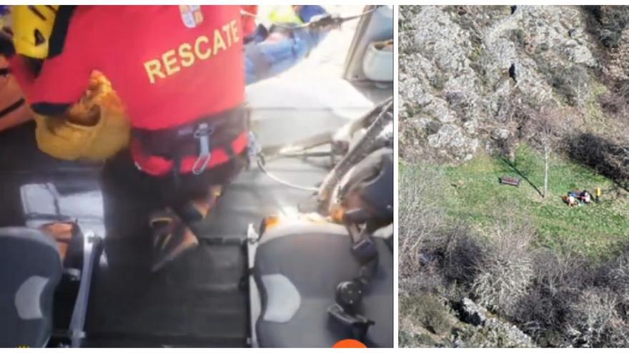 VÍDEO | Así fue el rescate en helicóptero de la mujer herida en Alcañices