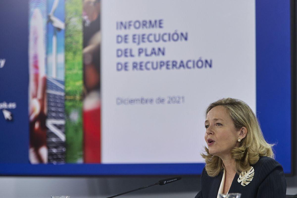 La vicepresidenta económica, Nadia Calviño, tras el Consejo de Ministros del 14 de diciembre.
