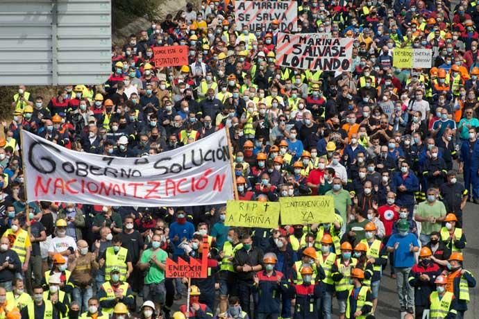 Protestas contra los despidos en Alcoa San Cibrao