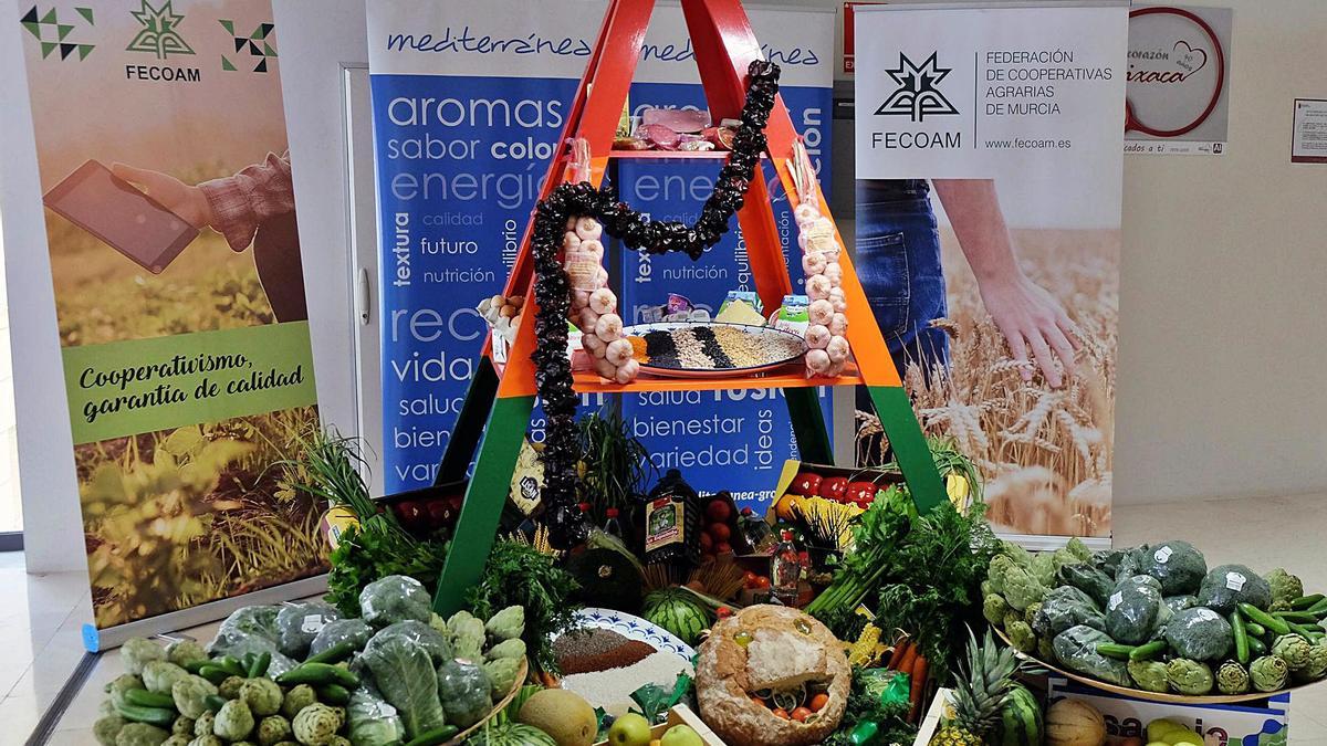 Pirámide de la alimentación saludable en el Hospital Virgen de la Arrixaca, en 2019. | CRISTINA HEREDIA