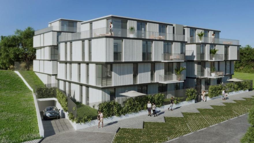 Recreación de los pisos protegidos planeados en Mera, en una parcela vendida por el Concello.  | | LOC