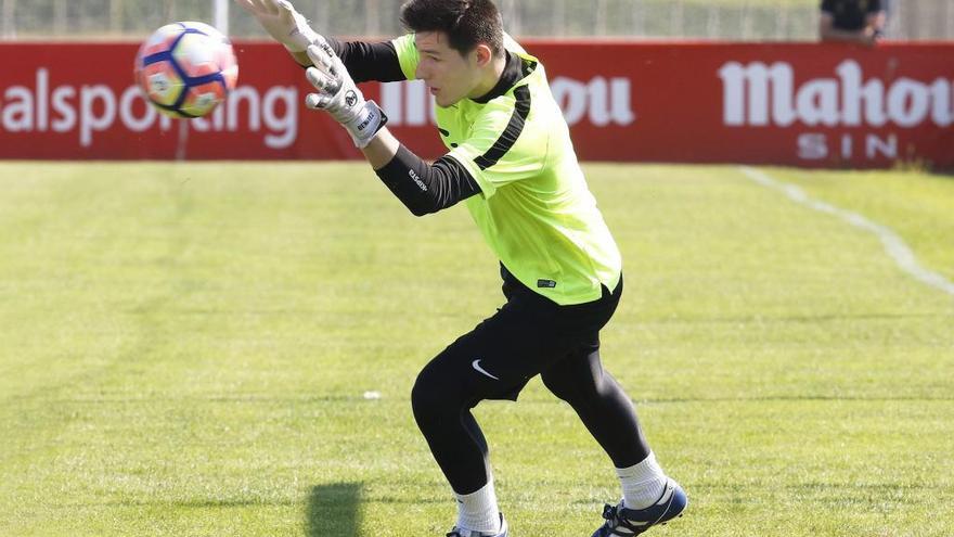 Javi Benítez, durante un entrenamiento