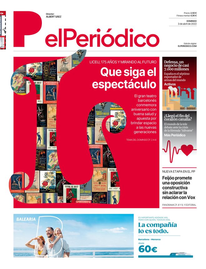 La portada d’EL PERIÓDICO del 3 d’abril del 2022