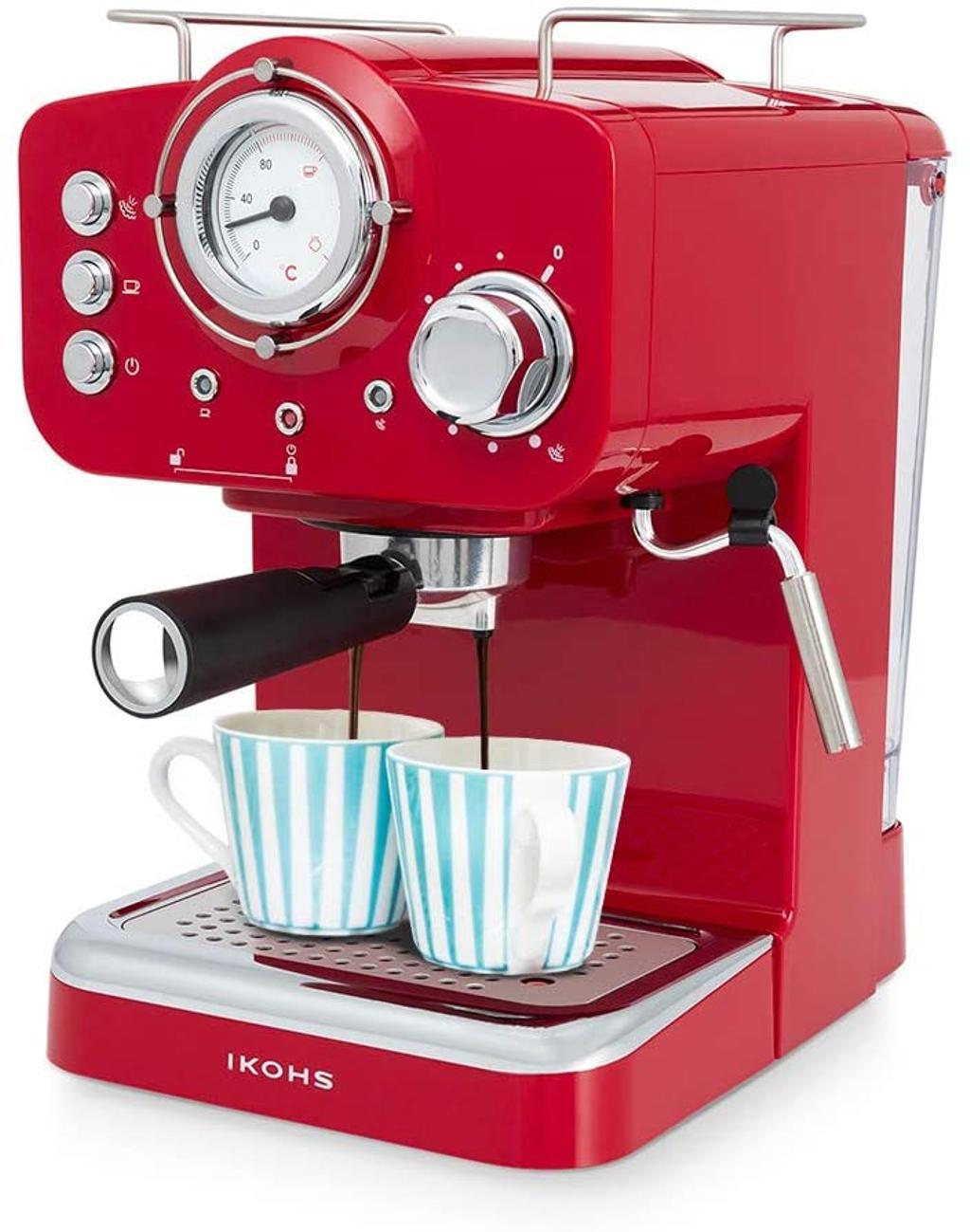 Cafetera retro roja en Amazon