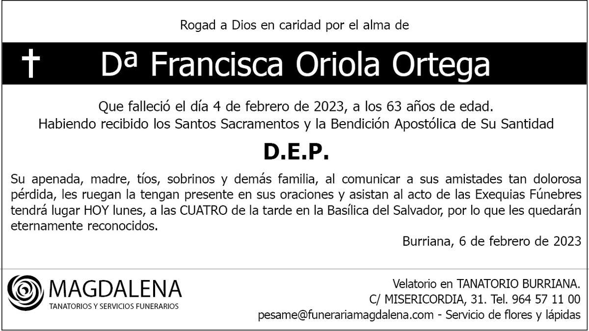 Dª Francisca Oriola Ortega