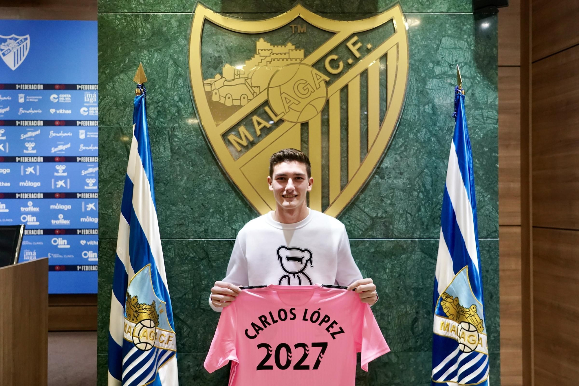 Presentación de Carlos López, Moussa, Murillo, Dani Lorenzo y Haitam, renovados con el Málaga CF